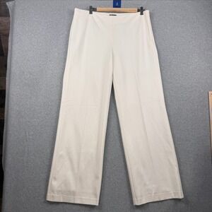 J McLaughlin Pants Women Size 14 Cream Wide Leg Trouser Side Zip Travel NEW $198